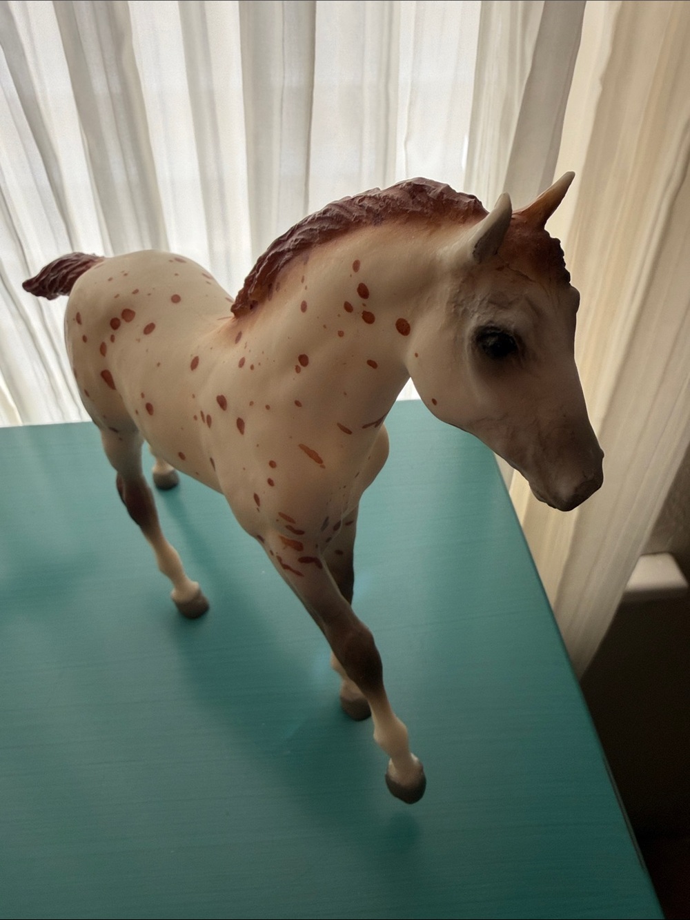 Decorative Spotted Horse Figurine in Cream and Brown - Breyer Leopard Appy Colt